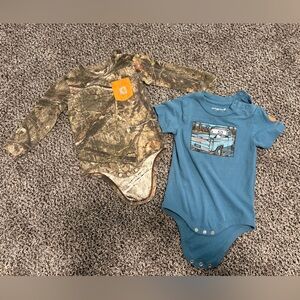 Baby Carhartt Camouflage and Blue Graphic Bodysuit Set